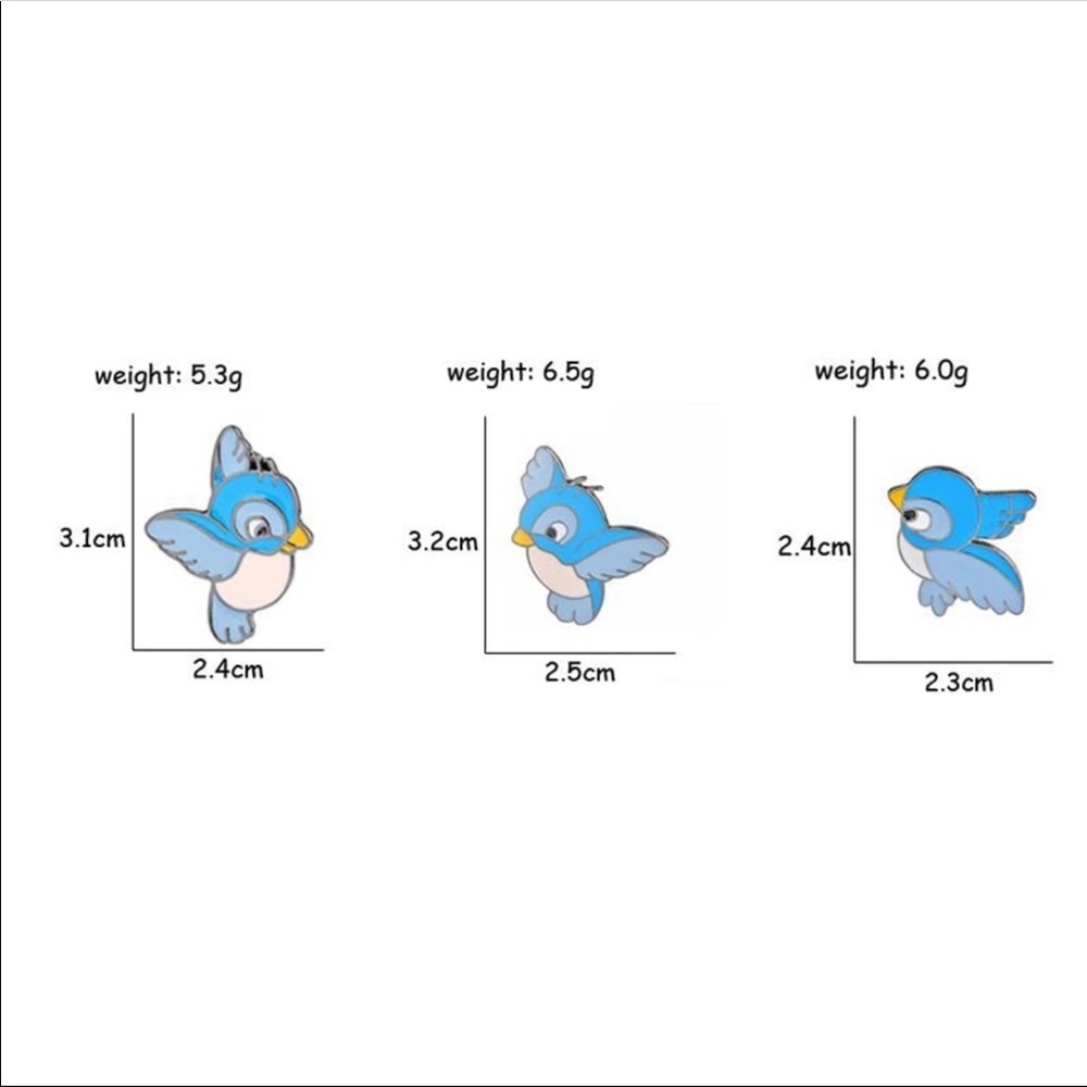 NEW - Snow White 3 Piece Bird Enamel Pin Set - Picture 3 of 3